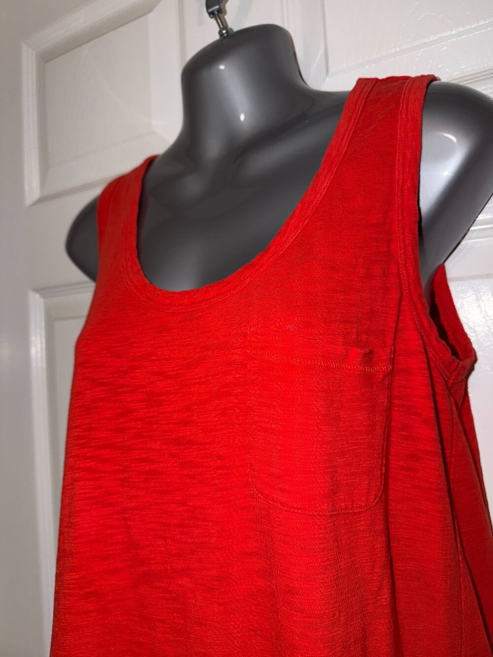 Lilla P Red Cotton Sleeveless Tank Midi Dress Pocket Casual Small - Picture 2 of 6